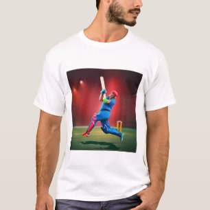 Cricket Player Water Colour Stylish T-Shirt Design
