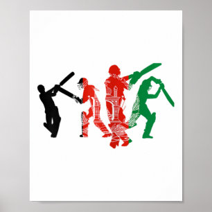 Cricket Players Afghanistan Flag Poster