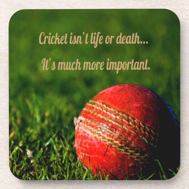 Cricket Red Ball Funny Motivational Coaster (Front)