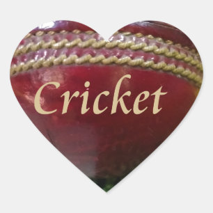 Cricket: Red Hard Ball Art Print Heart Sticker