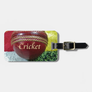 Cricket: Red Hard Ball Art Print Luggage Tag