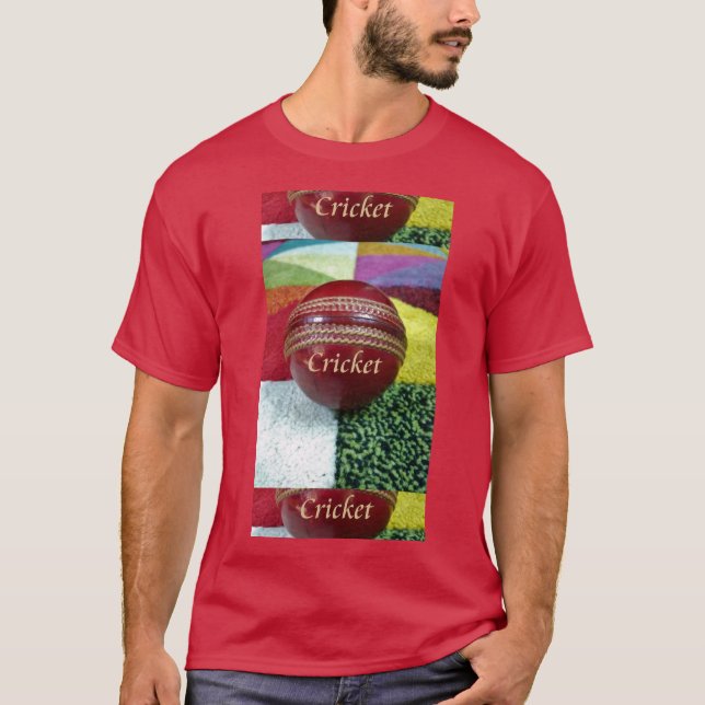 Cricket: Red Hard Ball Art Print T-Shirt (Front)