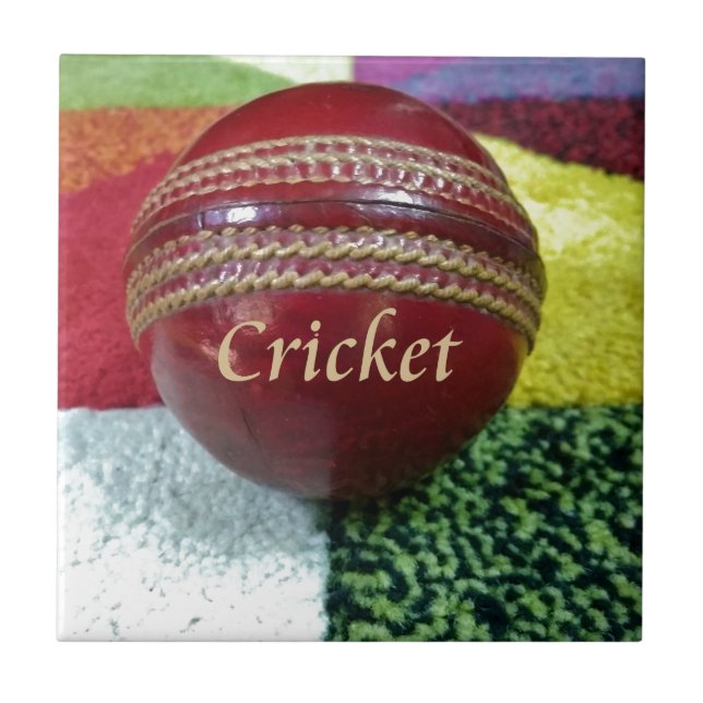 Cricket: Red Hard Ball Art Print Tile (Front)