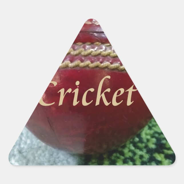 Cricket: Red Hard Ball Art Print Triangle Sticker (Front)