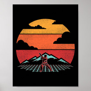 Cricket Retro Vintage 80s Style Coach Player Gift Poster