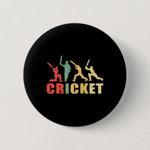 Cricket Retro Vintage Colours Cricket Players  6 Cm Round Badge