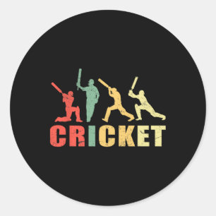Cricket Retro Vintage Colours Cricket Players  Classic Round Sticker