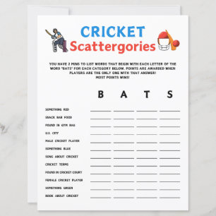 Cricket Scattergories Game