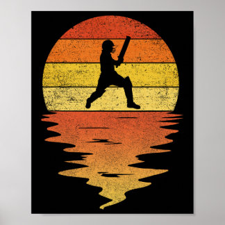Cricket Shirt Retro Sunset 70s Vintage Cricket  Poster