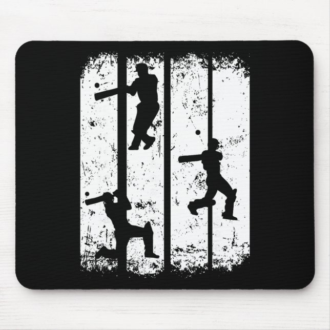 Cricket Silhouette - Cricket Player Cricket Lover  Mouse Mat (Front)