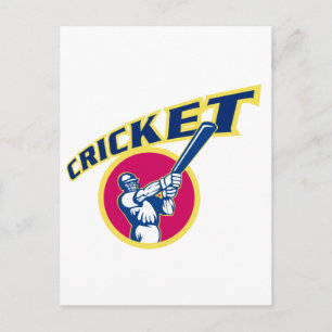 cricket sports batsman batting postcard