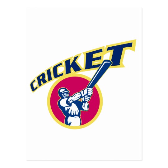 cricket sports batsman batting postcard