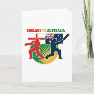 cricket sports batsman England vs Australia flag Card