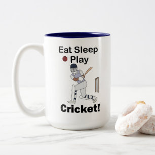 Cricket Sports Eat Sleep Play Cricket Two-Tone Coffee Mug