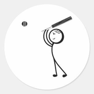 Cricket Stick Figure Funny Cricket Player  Classic Round Sticker