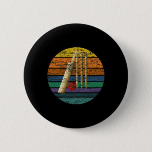 Cricket Stumps Vintage T Ll Cricket-fan Bowler Cri 6 Cm Round Badge
