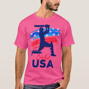 Cricket Support Team Flag Usa Batsman Bowler Ameri T-Shirt
