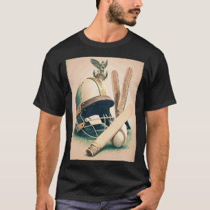 Cricket Team Captain Vintage Cricket Bat And Helme T-Shirt