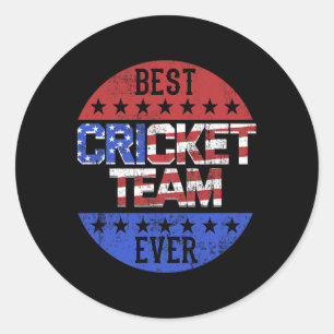 Cricket Team Player Independence Day Patriotic Usa Classic Round Sticker
