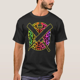 Cricket Teen Girl Leopard Bat Cricketer Women Cric T-Shirt