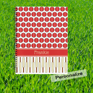 Cricket themed pattern custom name notebook