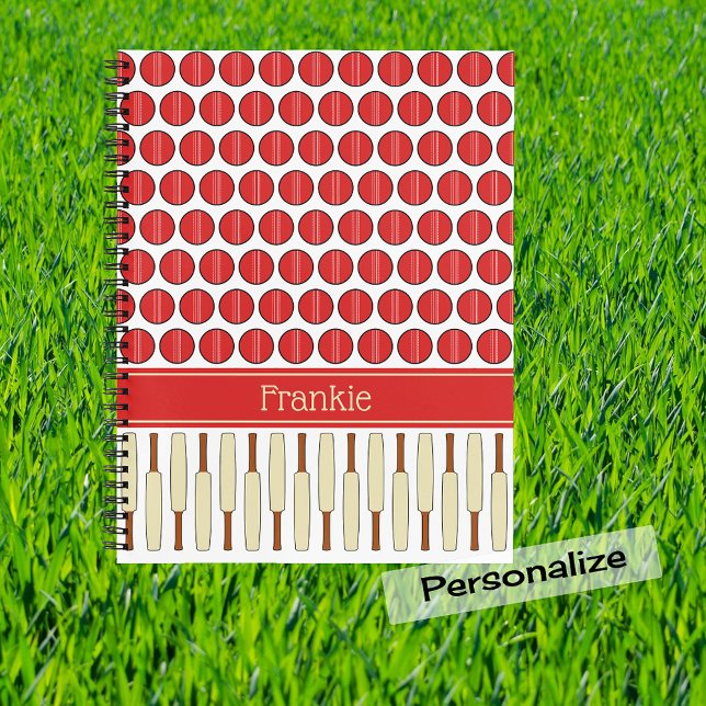Cricket themed pattern custom name notebook (Creator Uploaded)