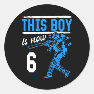 Cricket - This Boy Is Now 6 Year Old 6 Th Birthday Classic Round Sticker
