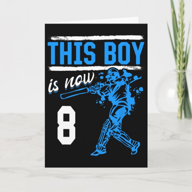 Cricket - This Boy Is Now 8 Year Old 8 Th Birthday Card (Front)