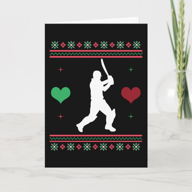 Cricket Ugly Christmas Sweater Xmas Card (Front)