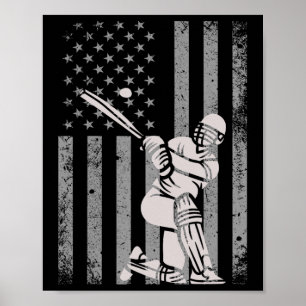 Cricket Usa American Flag Cricket Lover Team Fans Poster