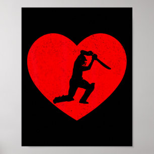 Cricket Valentine Heart Shape Cricket Lovers Poster