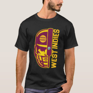 Cricket West Indies Fan Helmet Ball And Bat Design T-Shirt