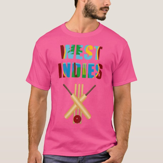 Cricket West Indies Flag Bat Ball Wicket T-Shirt (Front)