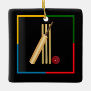 Cricket, wicket, bat and ball, ceramic ornament