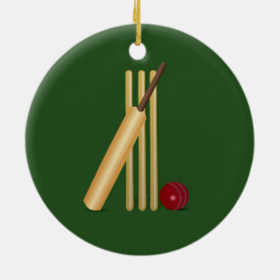 Cricket - Wicket, bat and ball Ceramic Tree Decoration