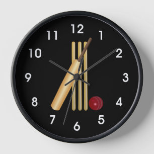Cricket - Wicket, Bat and Ball Clock