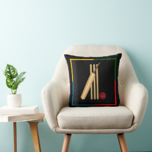 Cricket, wicket, bat and ball, cushion