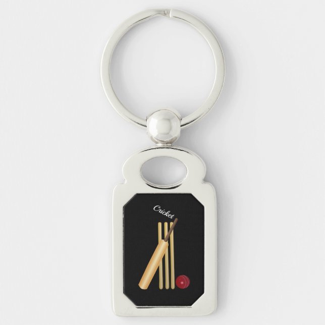 Cricket - Wicket, Bat and Ball Key Ring (Front)
