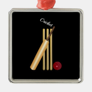 Cricket - Wicket, Bat and Ball Metal Tree Decoration