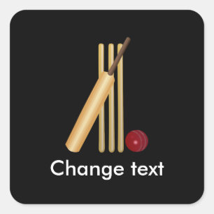 Cricket, wicket, bat and ball square sticker