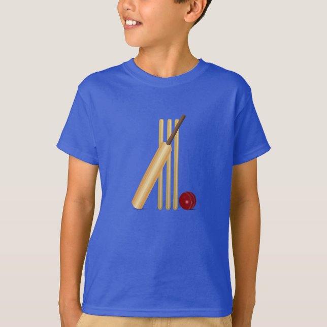 Cricket - Wicket, Bat and Ball T-Shirt (Front)