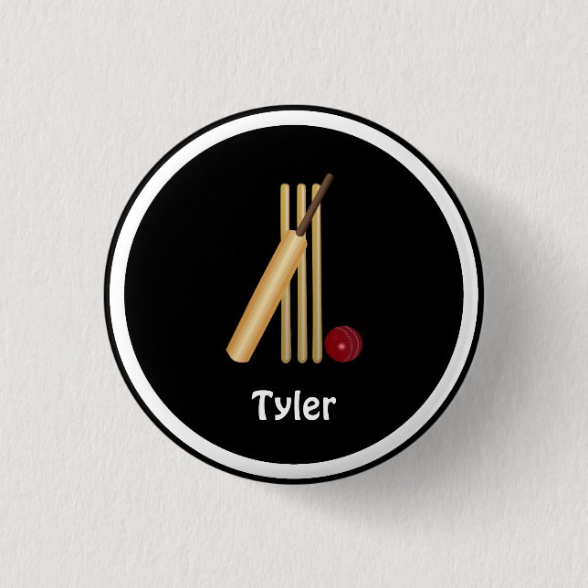 Cricket - Wicket, bat and ball, template  3 Cm Round Badge (Front)
