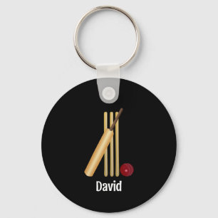 Cricket - Wicket, bat and ball template Key Ring