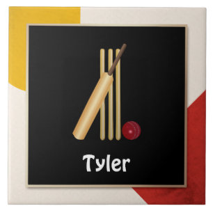 Cricket - Wicket, bat and ball - template Tile