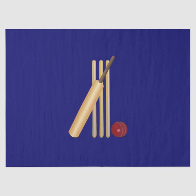 Cricket, wicket, bat and ball, tissue paper (Front)