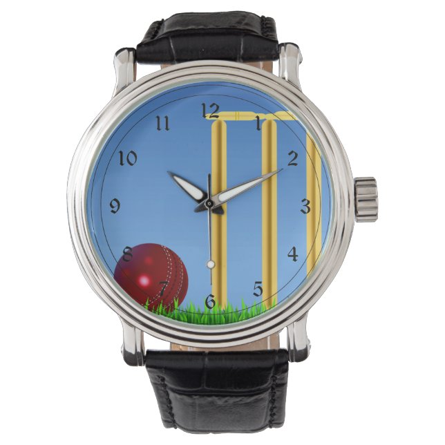 Cricket, wicket, bat and ball watch (Front)