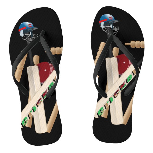 Cricket Wickets, Ball And Helmet, Flip Flops (Footbed)