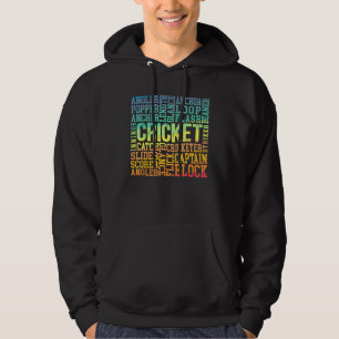 Cricket Word Cloud Cricketer Bat And Ball Player C Hoodie