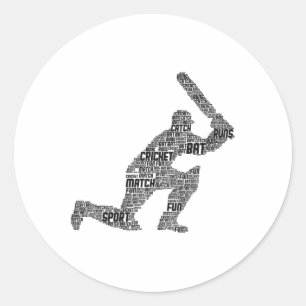 Cricket Youth Men Boys Kids 1 Classic Round Sticker
