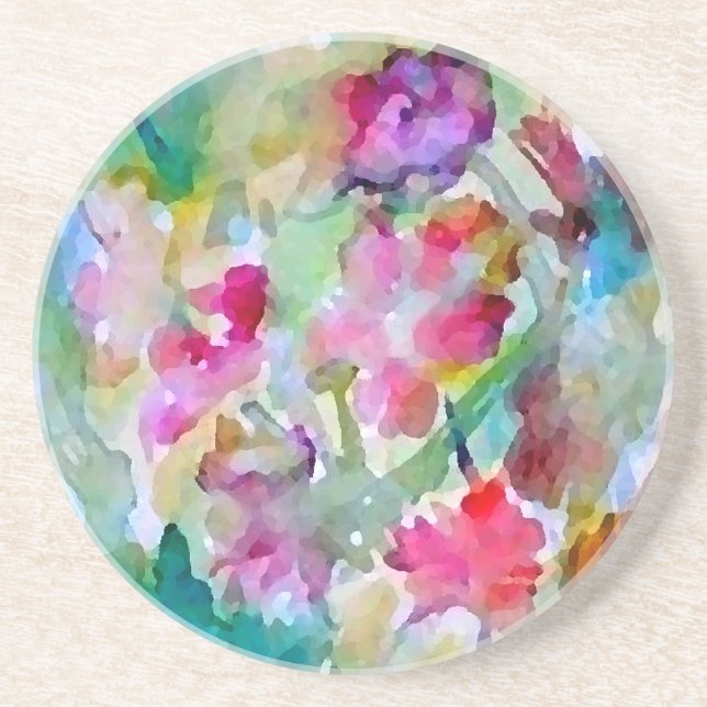 CricketDiane Flower Garden Watercolor Abstract Coaster (Front)